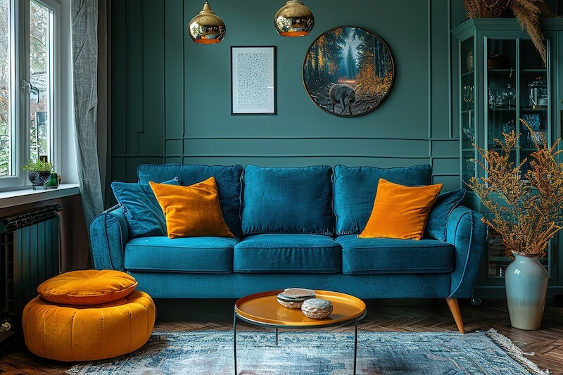 Complementary Interior Design Color Scheme in Action: Teal and Orange