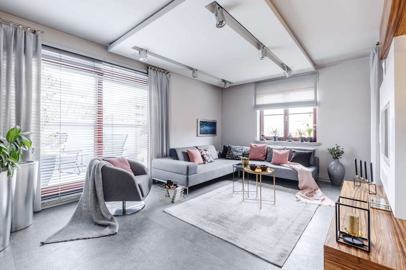 Grey and Pink Living Room