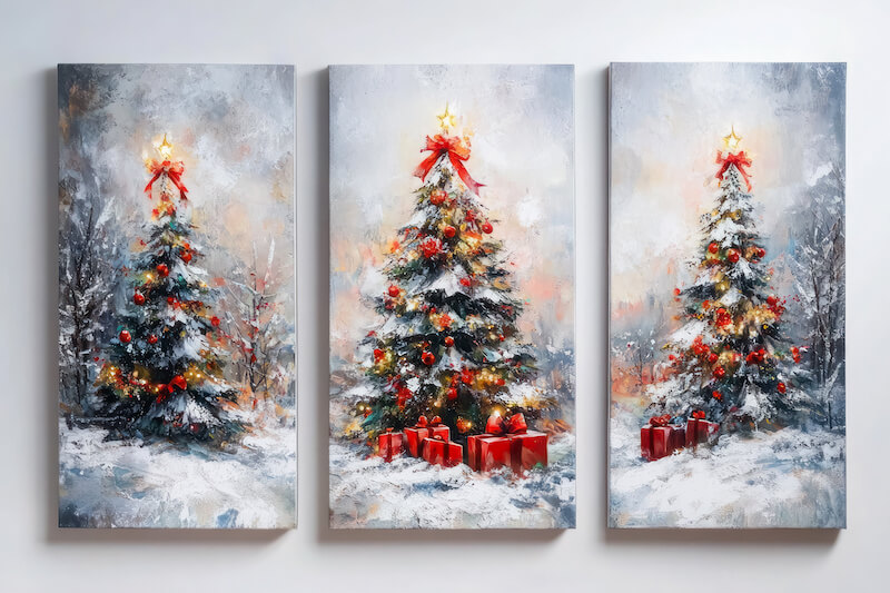 Trio of Textured Canvas Christmas Wall Art