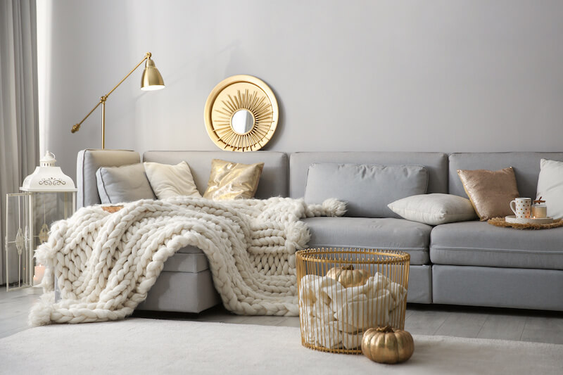 Grey and Gold Living Room