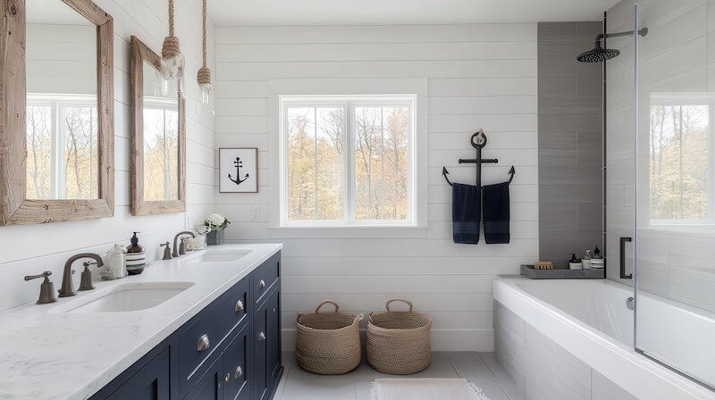 Bathroom with Playful Anchor Wall Art