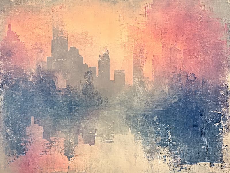 Abstract Pink and Grey Skyline