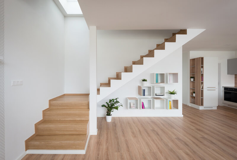 Storage Shelves Below Staircase