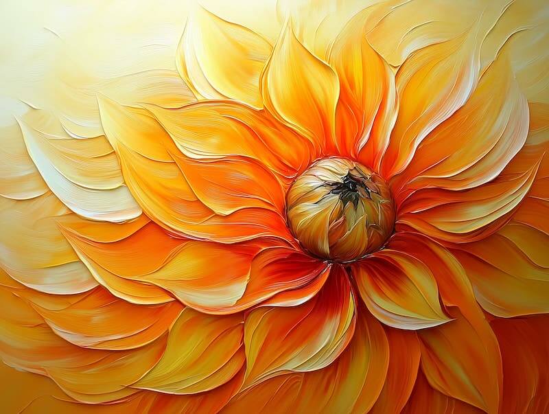 Textured Flower Painting in Warm Colors