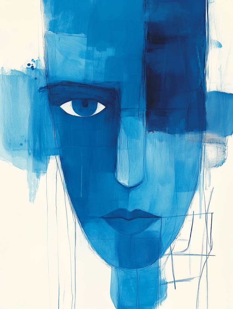 Blue Abstract Portrait Wall Art