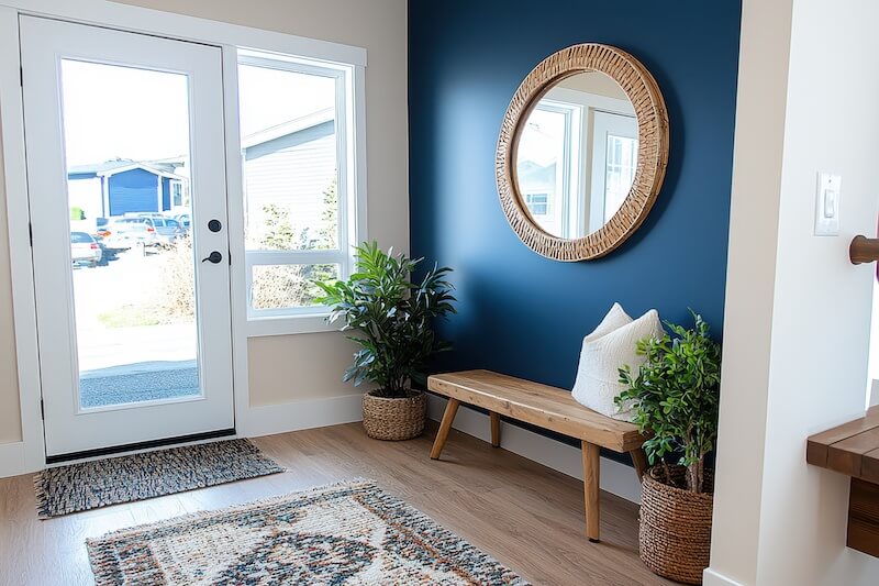 Blue Accent Wall in Foyer