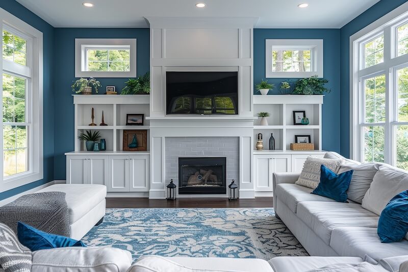 Teal and White Sunroom