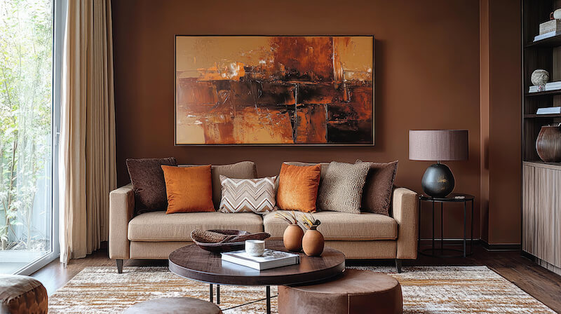 Dark Brown Living Room with Plenty of Natural Light