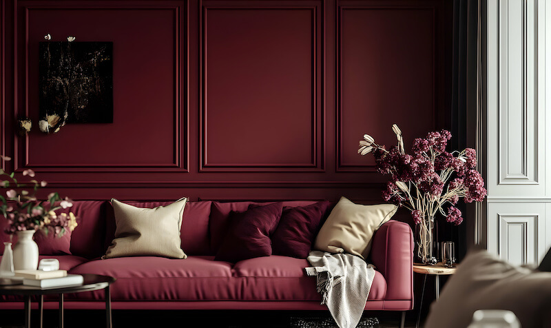 Burgundy-Colored Living Room