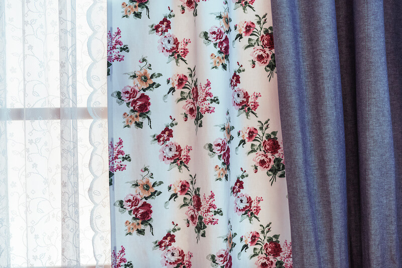 Floral Print Curtains and Lace