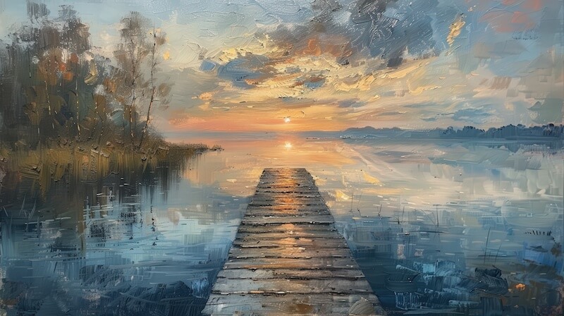 Impressionist Landscape of a Dock