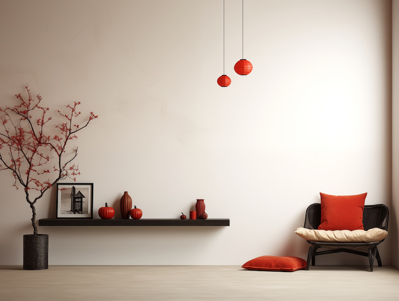 Minimalist Room With Red Accents