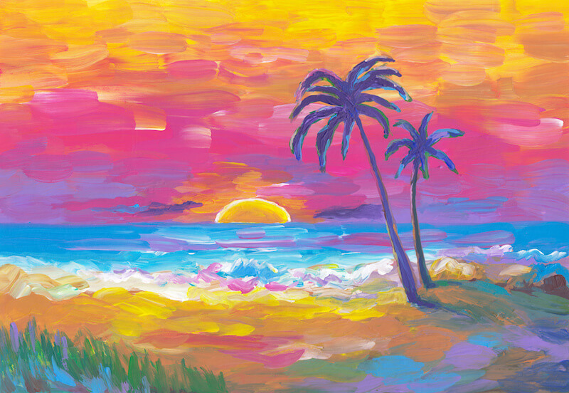 Landscape Painting of a Tropical Vacation Destination