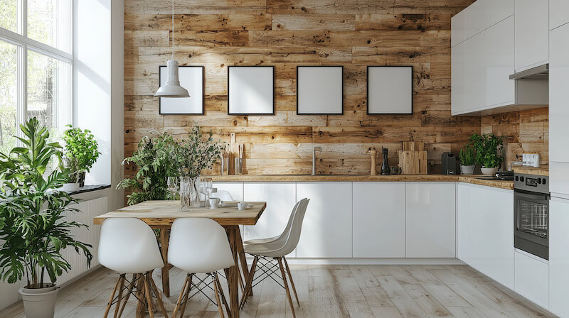 Wood Backsplash in a Kitchen